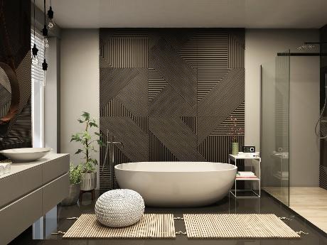 Inspiration moderner Badezimmer im Japandi-Stil